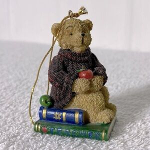 Vintage Teacher Bear with Apple Ornament Figurine Collectible